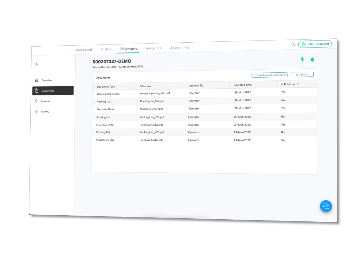Easily access any shipping-related documents